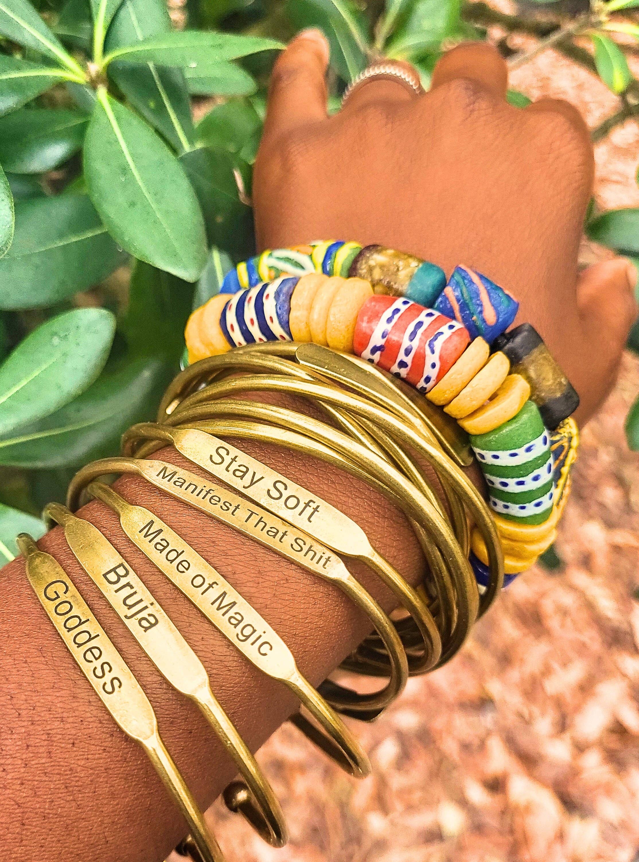 Brass Affirmation Bangles: Trust Black Women